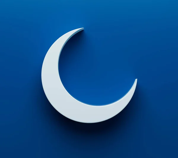 イスラム教徒コミュニティフェスティバルのための青の背景に3D三日月ラマダーンのお祝いのように — ストック写真