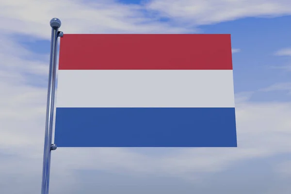 Eine Illustration Der Flagge Der Niederlande Mit Einem Verchromten Fahnenmast — Stockfoto