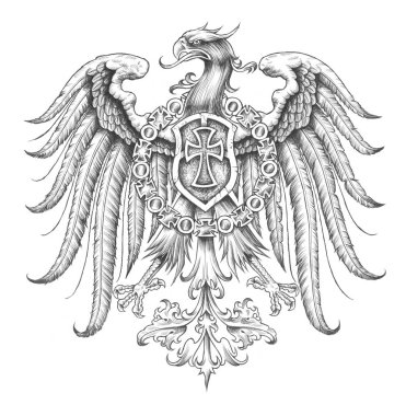Ortaçağ tempo kanatlı kartal kalkanı