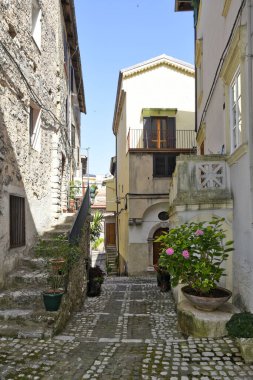 A vertical shot of the streets of Lenola. Province of Latina, Lazio region, central Italy.