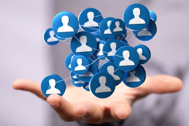 A 3D rendering of conference digital network and data concept - business communication