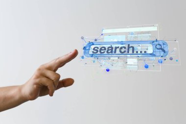 A 3D rendered media develop interface web application in hand