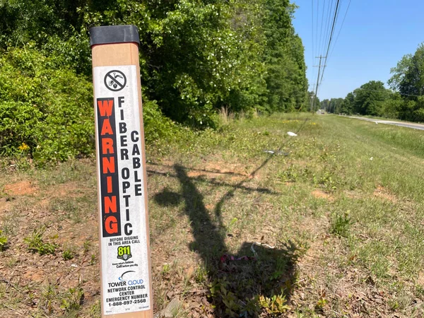 Grovetown Usa Utility Pole Orange White Information — Foto de Stock