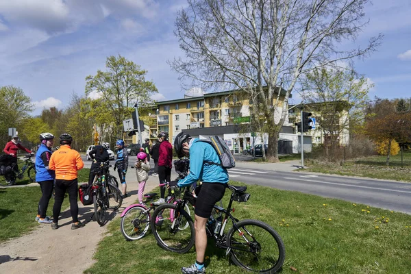 Grupo Personas Reunidas Para Viaje Bicicleta Organizado Por Moj Sportowy —  Fotos de Stock