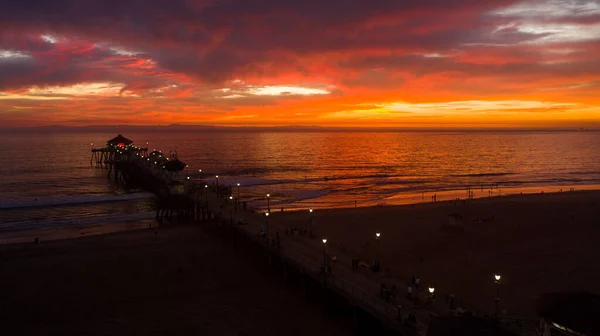 Beautiful View Huntington Beach Pier Sunset California Usa — Fotografia de Stock