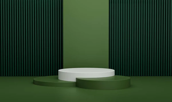 Fundo Forma Geométrica Abstrata Com Pódio Minimalista Verde Branco — Fotografia de Stock