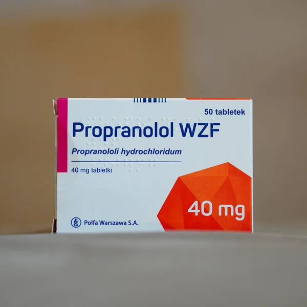 Closeup Propranolol Wzf Medicine Pills Box — Fotografia de Stock