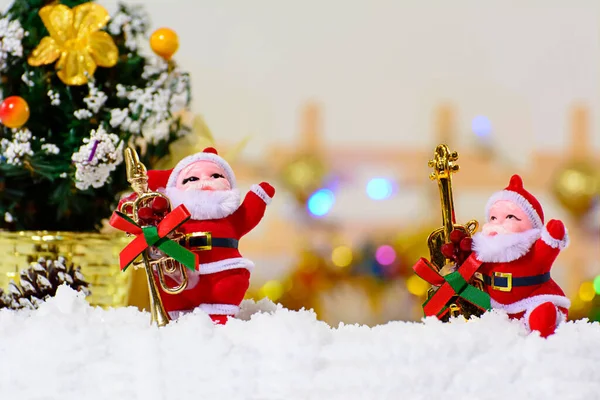 Merry Christmas Happy New Year Festival Santa Toys Tree Snow — Stock Photo, Image