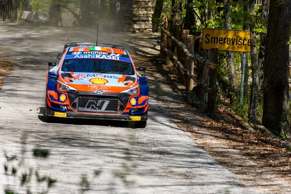 Hyundai I20 Car Racing Wrc Croatia Rally Zagreb Croatia — Stock Photo, Image