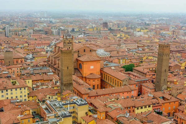 Vista Aérea Del Paisaje Urbano Bolonia Desde Alto Las Torres — Foto de Stock