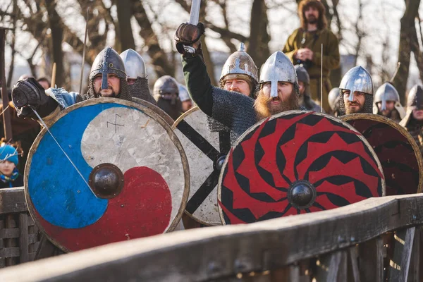 Blakkr Ulfr Wulfgard Historical Groups Friendly Fighting — Stock Photo, Image