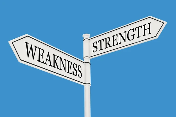 Rendering Sign Post Arrows Strength Weakness — Stock Photo, Image