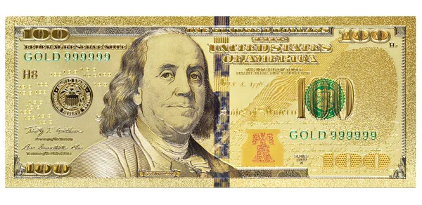 Face Side One Hundred American Dollars Banknote Isolated White Background — Fotografia de Stock