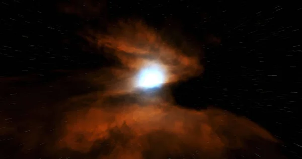 A beautiful 3D visualization of the space nebula planet in the dark sky