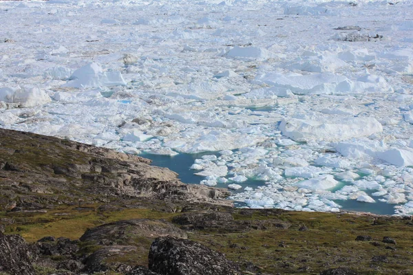 Kustlandskap Med Isfält Horisontellt Ilulissat Grönland — Stockfoto