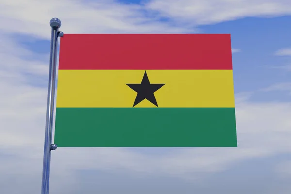 Eine Illustration Der Flagge Von Ghana Mit Einem Verchromten Fahnenmast — Stockfoto