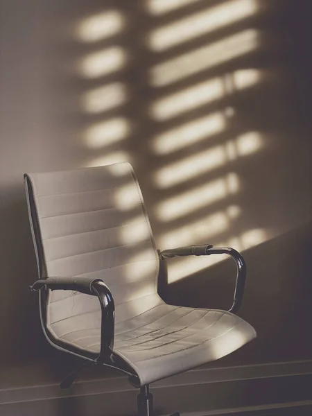 Vertical Shot White Chair Window Light Shadows — Stock fotografie