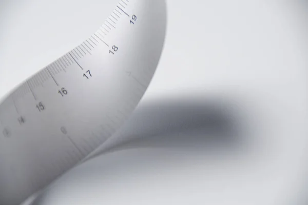 Gray Tape Measure White Background — Stok fotoğraf