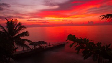 A beautiful tropical landscape at sunset