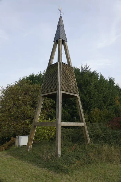 Wooden Pyramid Shaped Framework Tower Black Shingles Weather Cock Top — Stock Photo, Image