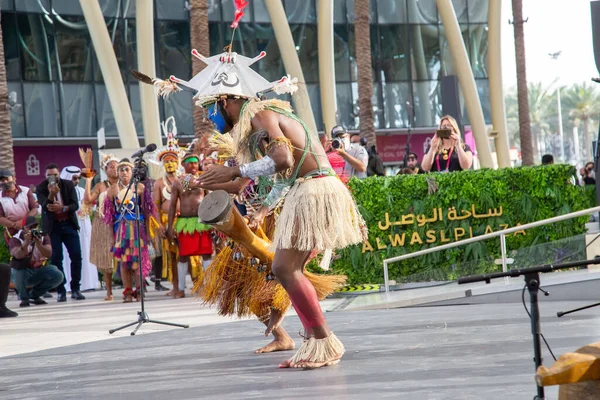Papua Nya Guinea Island Första Nation Dansare Expo2020 Dans Traditionella — Stockfoto