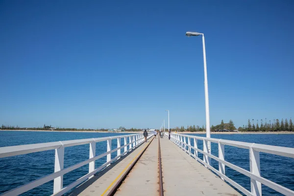 Beautiful View Dock Sea Blue Sky Background — Zdjęcie stockowe