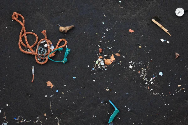 Top View Polluted Street Ropes Broken Items — Stock Photo, Image