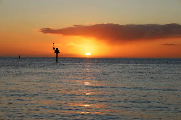 Bright Orange Sunset Calm Sea — Foto de Stock