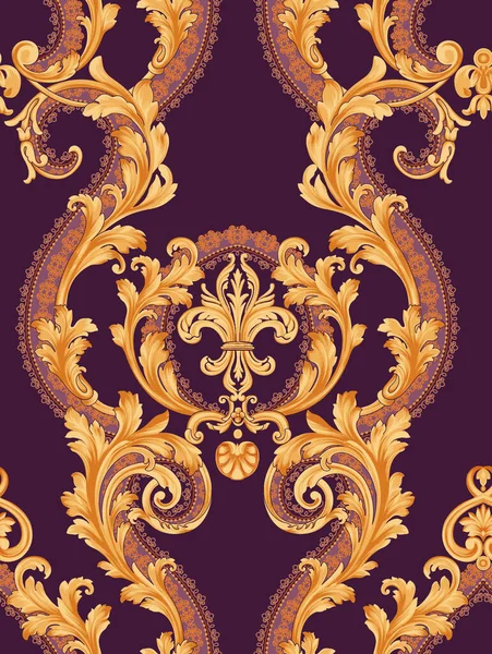 Vertical Seamless Oriental Ornament Pattern Purple Background — Stockfoto
