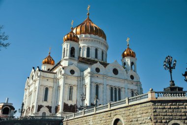 The exterior view of the Cathedral of Christ the Saviour in Moscow, Russia.