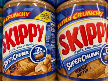 Grovetown, Ga USA - 03 20 22: Retail store Peanut Butter Skippy crunchy close up