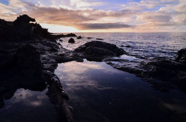 Tenerife Kanarya Adası İspanya 'da Atlantik Okyanusunda Güneş Batıyor