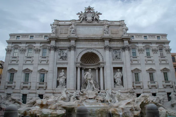 Scenic View Trevi Fountain Trevi District Rome Italy Baroque Sculptures — Stock Photo, Image