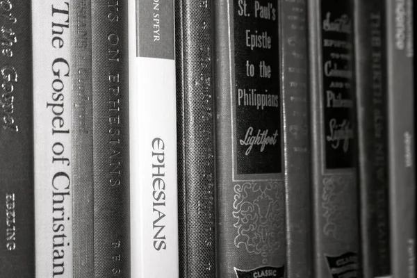 Grayscale Close Shot Religious Books — Stock Photo, Image