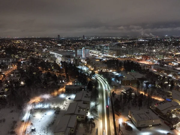 Luftbillede Natten Kiev Vinteren - Stock-foto