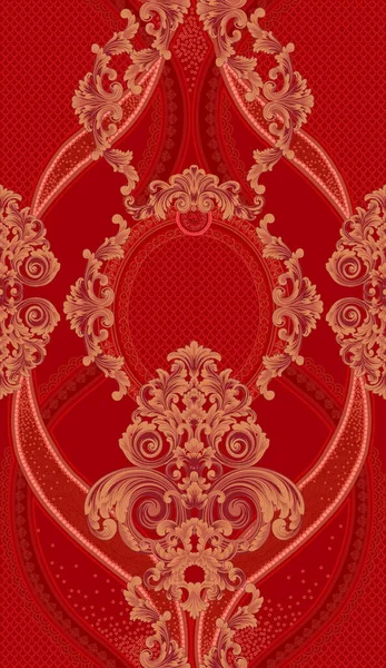 Seamless Vintage Pattern Ornament Design Red Background — Stockfoto