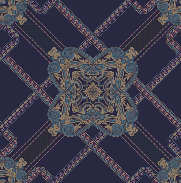 A Seamless vintage pattern ornament design on a purple background