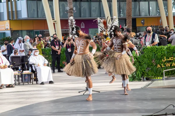 Papua New Guinea Island First Nation Dancers Expo2020 Dancing Traditional — Foto de Stock