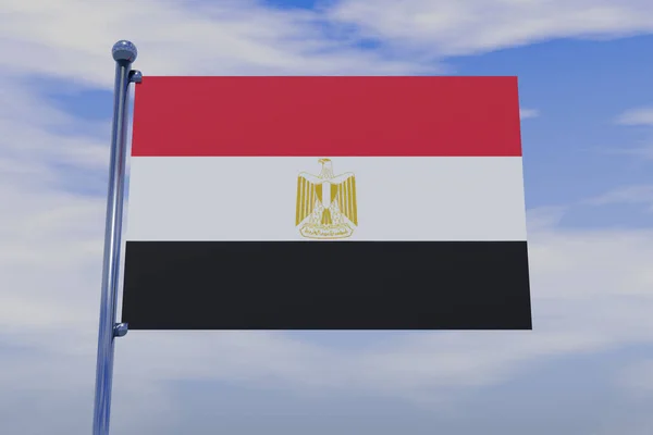 Eine Illustration Der Flagge Ägyptens Mit Einem Verchromten Fahnenmast Mit — Stockfoto