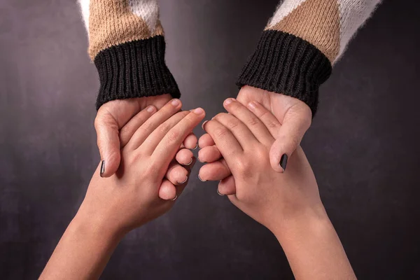 Hands Old Woman Her Grandson Holding Hands — Stock Photo, Image