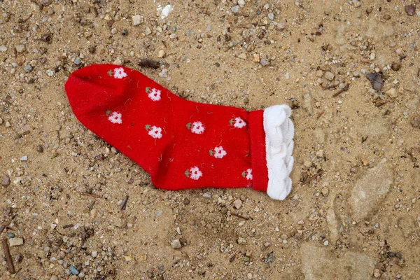 Lost Childs Red Sock Dirt — Stock Photo, Image