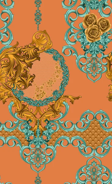 A Seamless vintage pattern ornament design on a brown background