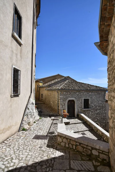 Narrow Brick Street Houses Blue Sky Small Village Gesualdo Italy — 스톡 사진