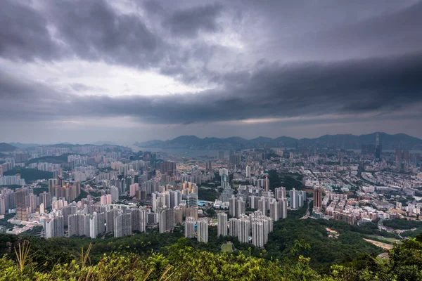 Het Uitzicht Kowloon Ommuurde Stad Van Lion Rock Heuvel Onder — Stockfoto