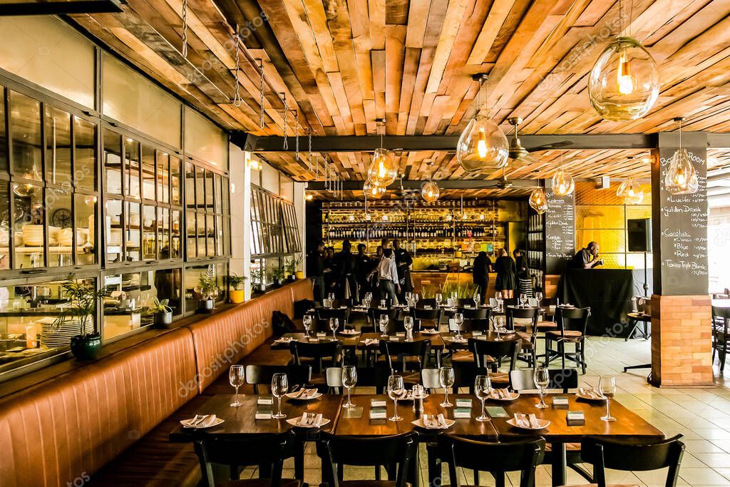 The Interior decor and setup of a stylish bistro restaurant in Johannesburg, South Africa