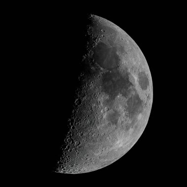 A high-resolution moon in the night