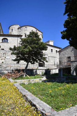 A vertical shot of a small square in Gesualdo - a small village in the province of Avellino, Italy