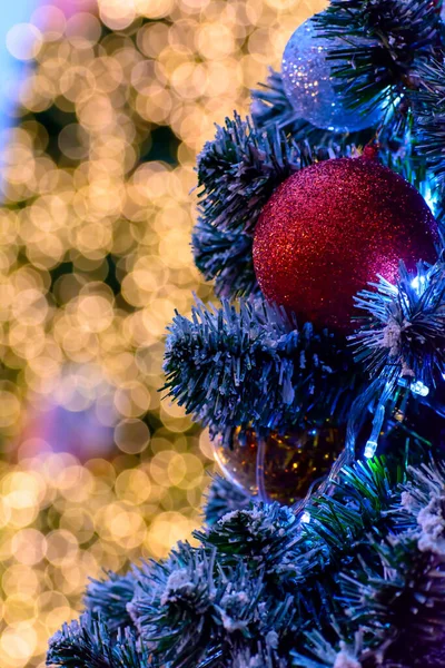 Vánoční Koule Bokeh Světlé Pozadí — Stock fotografie