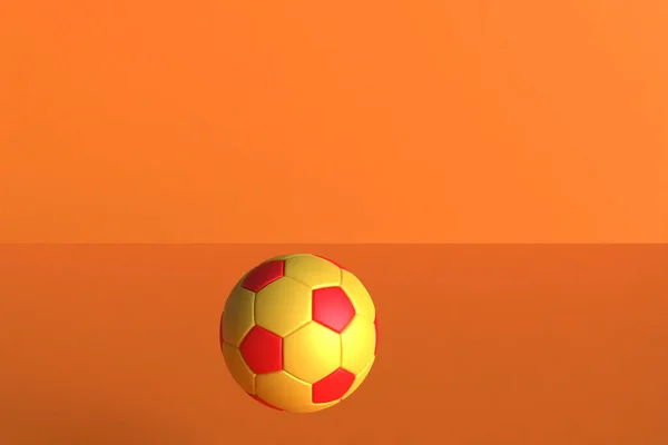 Soccer Red Yellow Ball Orange Red Background Rendering — Photo