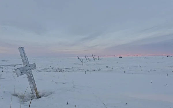 Whalers Graveyard Herschel Island Beaufort Sea Coast Yukon Canada Markers — Foto Stock